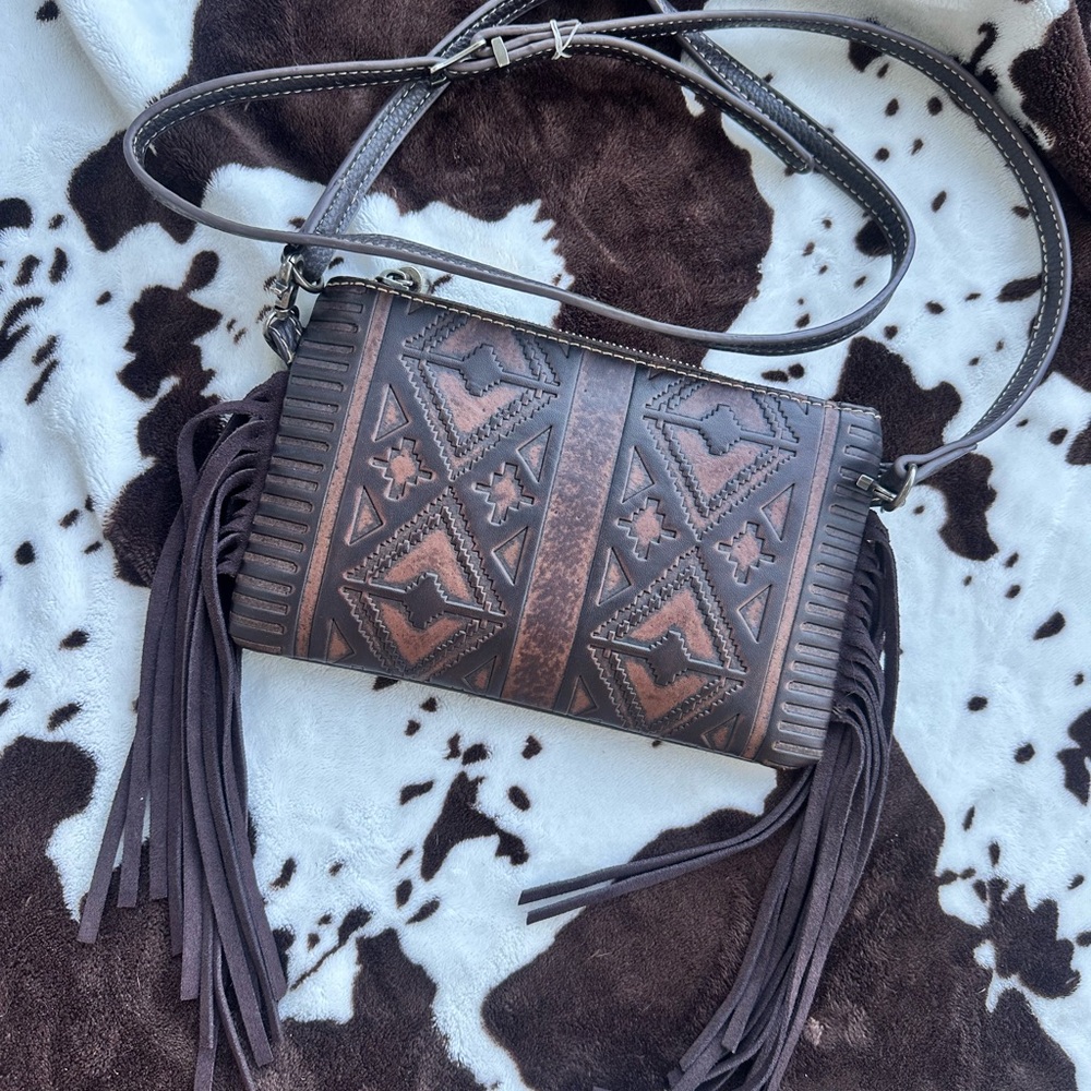 Montana West Dark Brown Crossbody Bag with Fringe